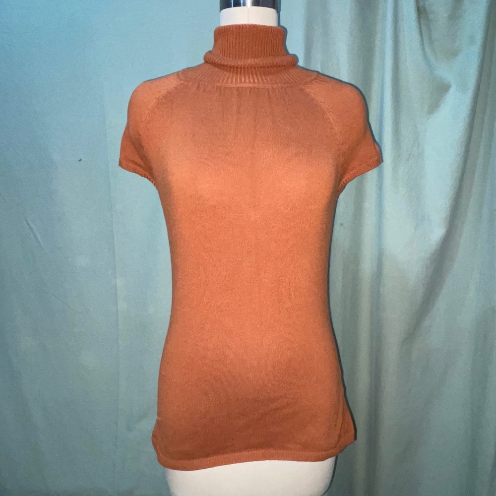 Orange Liv Short Sleeve Turtleneck Sweater, Women's Medium